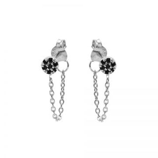 Kaufen schwarz Karma Chain-Ohrring, schwarze Zirkonia-Scheibe, Silber