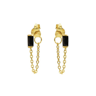 Koop gold Karma Chain Earring Black Zirconia Single Square