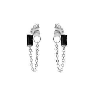 Koop silver Karma Chain Earring Black Zirconia Single Square