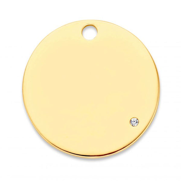 Mi Moneda-MMM LOVE LIFE TAG ROUND DELUXE 20MM 925 SILVER GOLD PLATED WITH SWAROVSKI CRYSTAL
