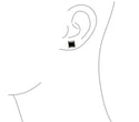 Sterling silver earring square Black (LENGTH 3-10MM)