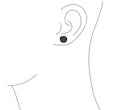 Sterling silver earring round Black (LENGTH 3-10MM)