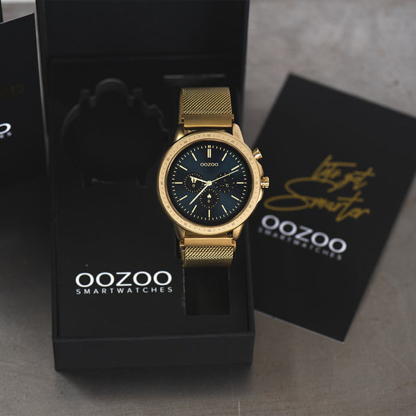 OOZOO Smartwatches - unisex - metal mesh strap gold with gold case Q00306