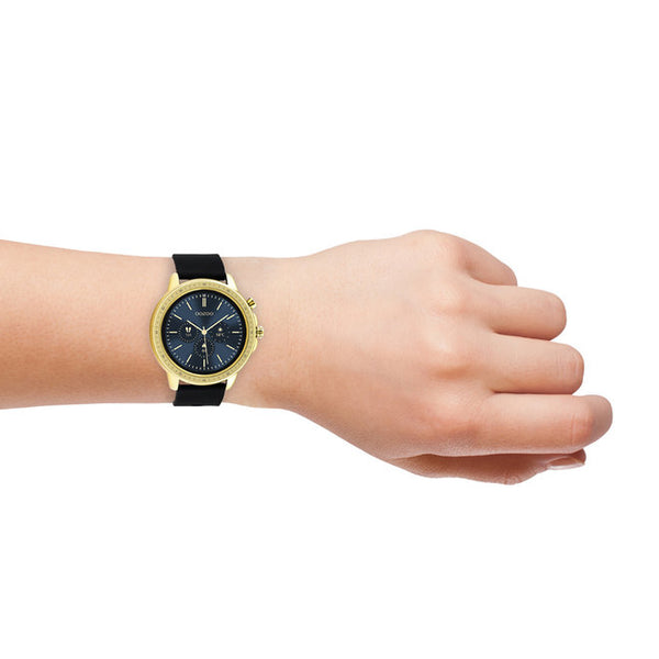 OOZOO Smartwatches – Unisex – Kautschukarmband schwarz mit goldenem Gehäuse Q00301