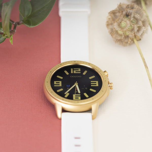 OOZOO Smartwatches – Unisex – Smartwatch mit schwarzem Display – Weiß Q00316 (45 mm)