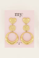 My Jewelery Double round statement earrings with heart