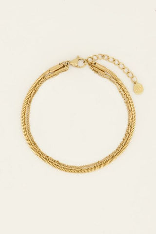 Koop gold My Jewelery Triple bracelet minimalist links 
