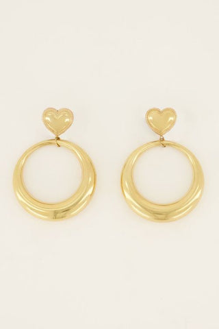 Koop gold My Jewelery Round statement earrings with heart