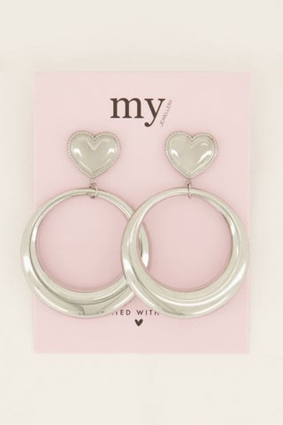 Koop silver My Jewelery Round statement earrings with heart