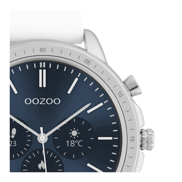 OOZOO Smartwatches – Unisex – Smartwatch mit blauem Display – Weiß Q00310 (45 mm)