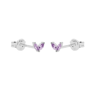 Koop purple Karma Ear Studs Tiny Double Leaves Crystal