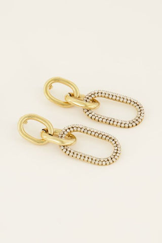 Koop gold My Jewelery Earrings with links &amp; rhinestones