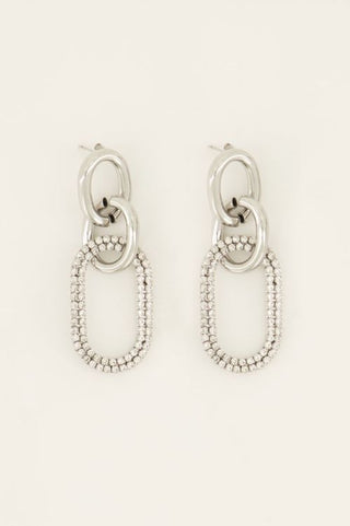 Koop silver My Jewelery Earrings with links &amp; rhinestones