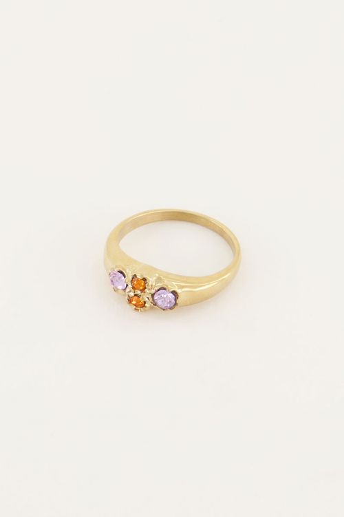 My Jewellery Vintage Cluster-Ring aus orangefarbenem Kristall 