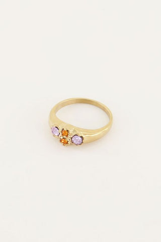 My Jewellery Vintage cluster ring oranje kristal