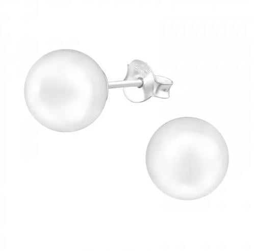 Silberne Perlenohrstecker, Weiß (3-12MM)