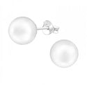 Silver pearl stud earrings, White (3-12MM)