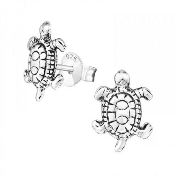 Silver stud earrings, turtle (3MM)